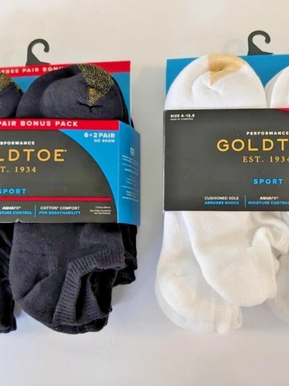 GoldToe Sport AQUAFX No Show Socks Bonus 6+2 8-Pack, White & Black, Total of 16